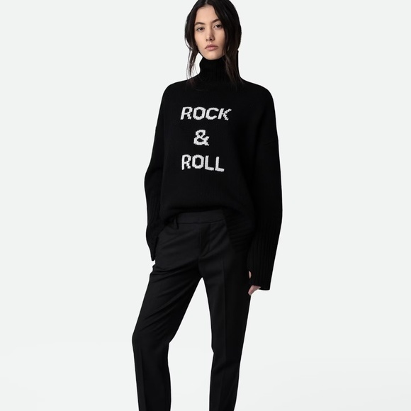 Zadig and Voltaire Alma Rock and Roll Iconic Merino Wool Turtleneck Sweater M - Picture 1 of 8